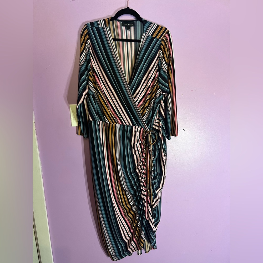 Surplice-Neck Side-Ruched Midi Dress
